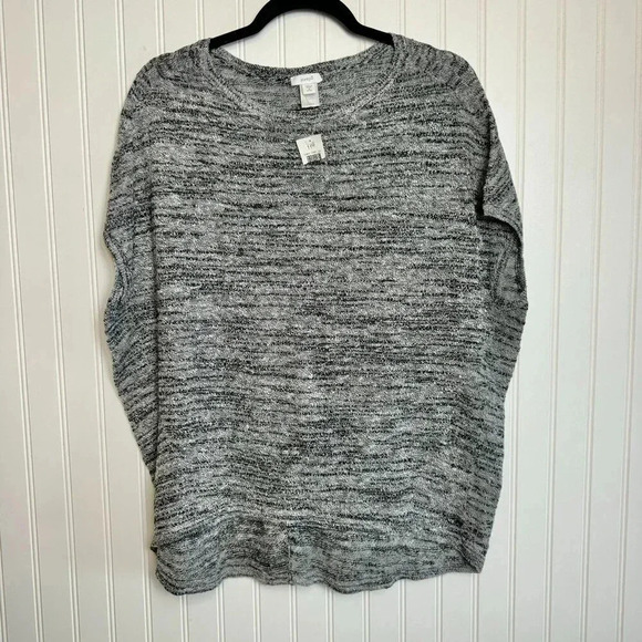 J Jill Pure Jill NWT grey short sleeve boxy sweater size medium petite O53 - Picture 1 of 6